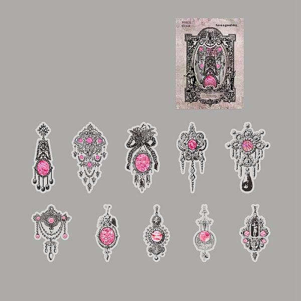 

PandaHall 30Pcs 10 Styles DiamondTranslucent Parchment Paper Stickers, Self-adhesive Decals for DIY Scrapbooking, Hot Pink, Packing...