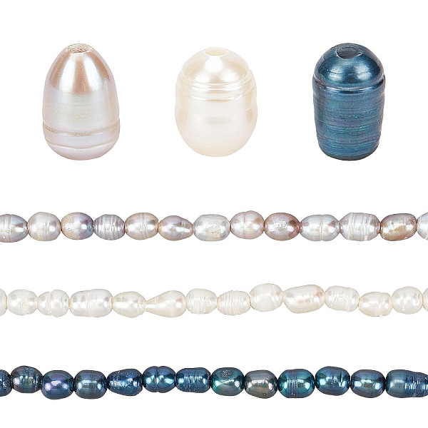 

PandaHall SUNNYCLUE 120Pcs 3 Colors Large Hole Pearl Beads, Natural Cultured Freshwater Pearl Loose Beads, Dyed, Oval, Mixed Color..., Multicolor