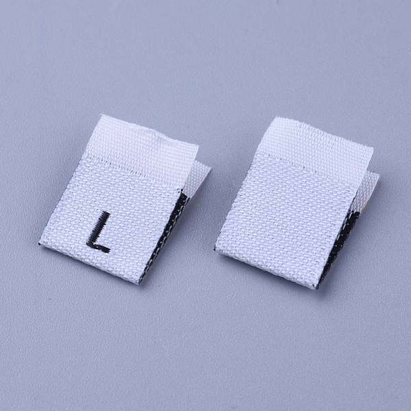 

PandaHall Clothing Size Labels(L), Garment Accessories, Size Tags, White, 18x12.5x1mm, 200pcs/bag Cotton White