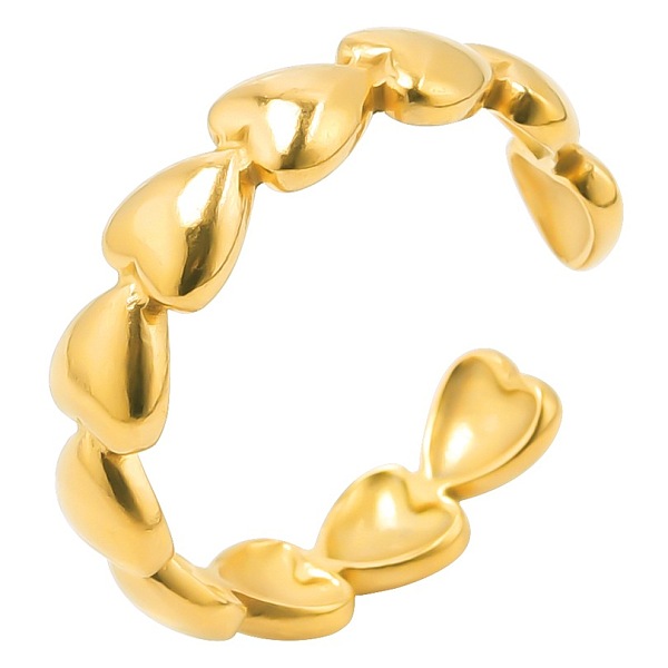 

PandaHall 201 Stainless Steel Heart Wrap Open Cuff Ring for Valentine's Day, Golden, US Size 8(18.1mm) 201 Stainless Steel
