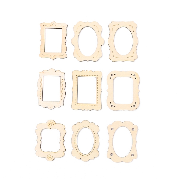 

PandaHall Unfinished Wood Piece Decorations, DIY Craft Supplies, Picture Frame, Antique White, 5.9~6x4.1~4.8x0.25cm, 20pcs/bag Wood
