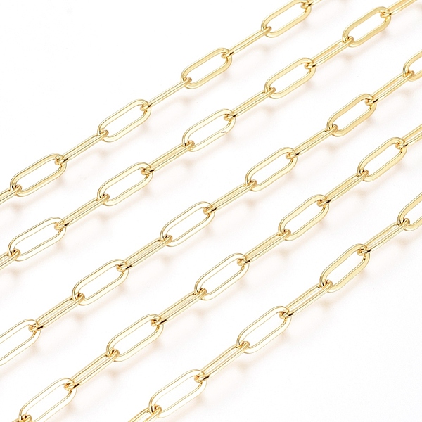 

PandaHall Brass Paperclip Chains, Flat Oval, Drawn Elongated Cable Chains, Soldered, Long-Lasting Plated, with Spool, Real 18K Gold Plated...