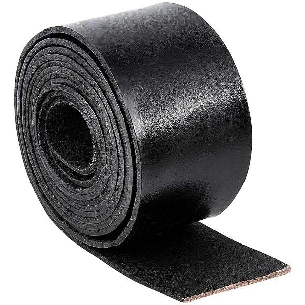 

PandaHall GORGECRAFT 2"/50mm Genuine Leather Strap 79" Full Grain Buffalo Leather Strips 2mm Thick Flat Leather Cord Cowhide Braiding Thread..., Black