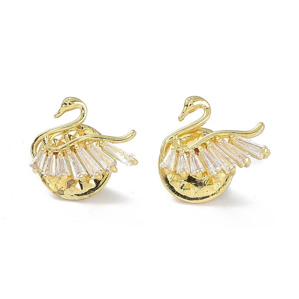 

PandaHall Sparkling Swan Brooch Pin, Brass Cubic Zirconia Breastpin for Bride Girl Women, Golden, 13x16x14mm Brass+Cubic Zirconia Clear