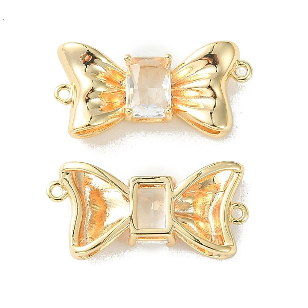 

PandaHall Brass Pave Cubic Zirconia Connector Charms, Real 18K Gold Plated, Bowknot Links, Clear, 11x23x4.5mm, Hole: 1mm Brass+Cubic...