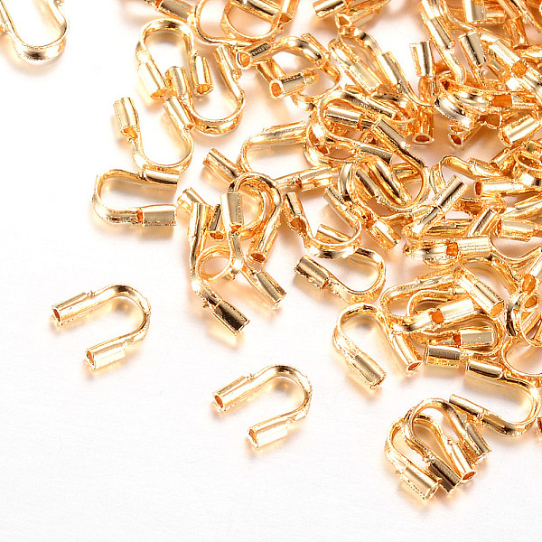 

PandaHall Brass Wire Guardian, Nickel Free, Real 18K Gold Plated, 4.5x4x1mm, Hole: 0.5mm Brass