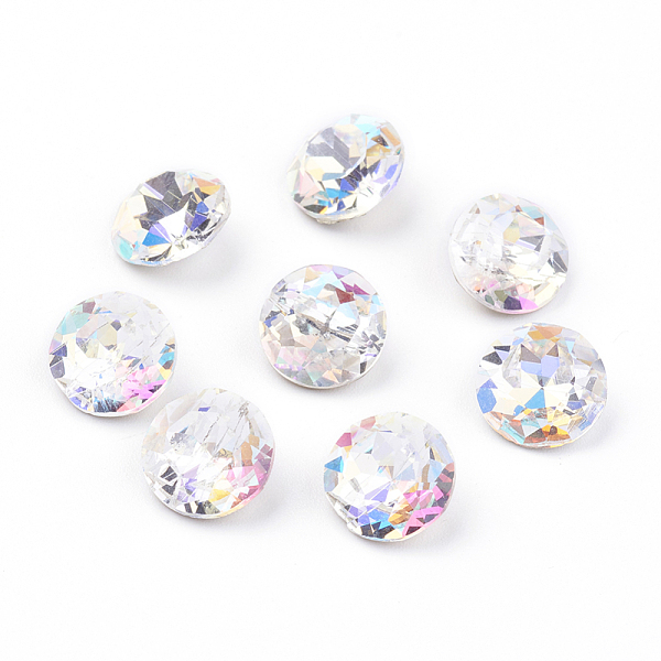 

PandaHall Pointed Back & Back Plated K9 Glass Rhinestone Cabochons, Grade A, Faceted, Flat Round, Colorful, 10x5mm Glass Rhinestone Flat..., Multicolor