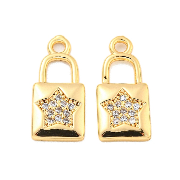

PandaHall Brass Micro Pave Clear Cubic Zirconia Pendants, Lock with Star Pattern Charms, Real 18K Gold Plated, 16.5x7.5x1.5mm, Hole: 1.6mm...