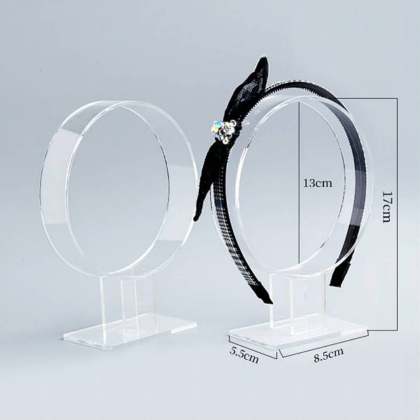 

PandaHall Acrylic Hair Band Display Stands, Headband Single Hoop Holder, Headwear Organizer, Clear, 8.5x5.5x17cm, Inner Diameter: 13cm...