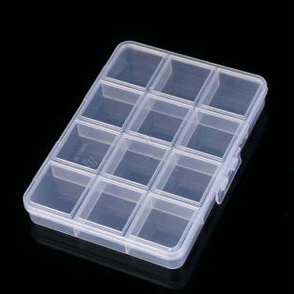 

PandaHall Transparent Plastic Bead Containers, with 12 Compartments, for DIY Art Craft, Nail Diamonds, Bead Storage, Rectangle, Clear...
