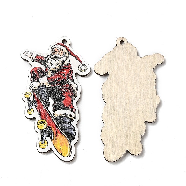

PandaHall Single Face Christmas Printed Wood Big Pendants, Santa Claus Charms, FireBrick, 59x32x2.5mm, Hole: 2mm Wood Santa Claus Red