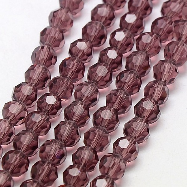 

PandaHall Glass Beads Strands, Faceted(32 Facets), Round, Purple, 8mm, Hole: 1mm, about 70~72pcs/strand, 22.6 inch Glass Round Purple