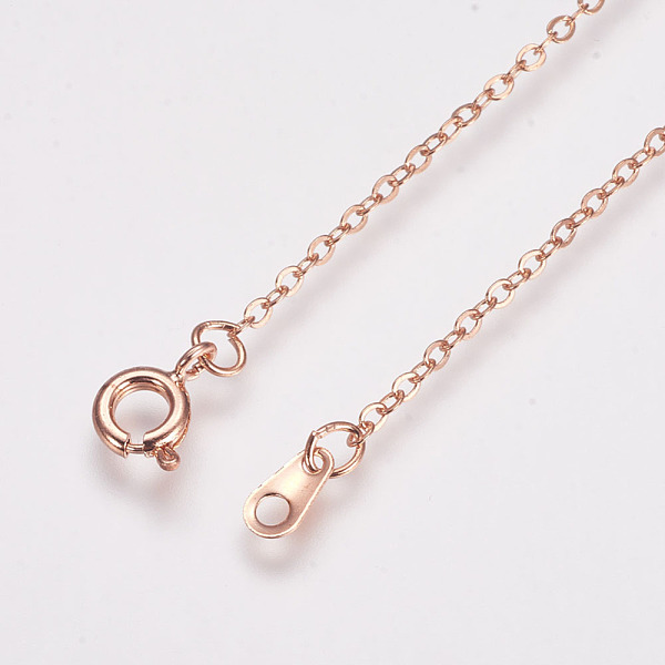 

PandaHall Brass Cable Chain Necklaces, Rose Gold, 18 inch, 2x1.5mm Brass