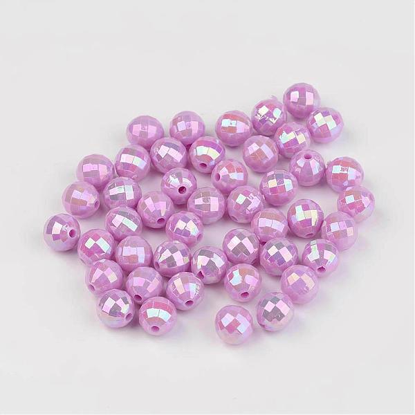 

PandaHall Faceted Colorful Eco-Friendly Poly Styrene Acrylic Round Beads, AB Color, Violet, 6mm, Hole: 1mm, about 5000pcs/500g Acrylic Round..., Purple