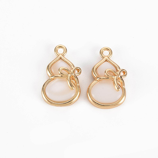 

PandaHall Brass Pendants, with Natural Freshwater Shell, Nickel Free, Gourd/ Calabash with Bowknot, Real 18K Gold Plated, 13x8x3.5mm, Hole...