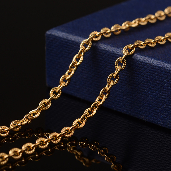 

PandaHall Ion Plating(IP) 304 Stainless Steel Textured Cable Chains, Unwelded, with Spool, Golden, 4x3x0.8mm, about 32.8 Feet(10m)/roll 304...