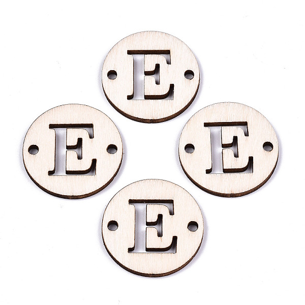 

PandaHall Unfinished Natural Poplar Wood Links Connectors, Laser Cut, Flat Round with Word, Letter.E, 29.5x2.5mm, Hole: 2.5mm Wood Letter E