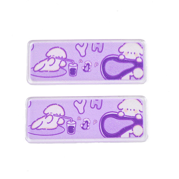 

PandaHall Transparent Printed Acrylic Cabochons, with Glitter Powder, Rectangle with Rabbit, Lilac, 50x50x2mm Acrylic Rectangle Purple