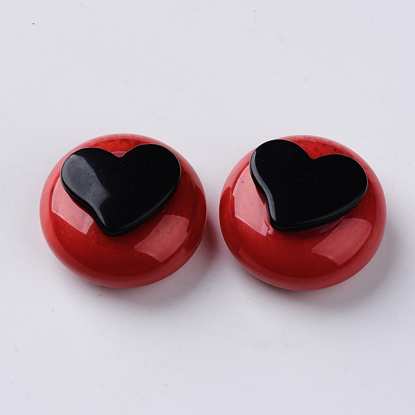 

PandaHall Opaque Acrylic Cabochons, Hair Findings, for DIY Elastic Hair Tie Accessories Making, Flat Round with Heart, Two Tone, Flat Round..., Black