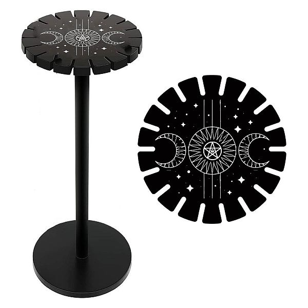 

PandaHall CREATCABIN Moon Phase Pendulum Display Stand Pendulum Stand For Divination Wooden Thickness with Slots for Crystals Stones..., Black