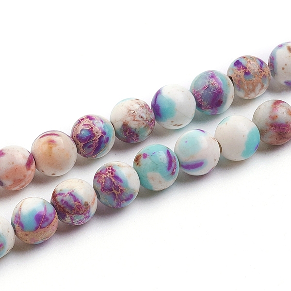 

PandaHall Natural Imperial Jasper Beads Strands, Dyed, Round, 6mm, Hole: 1.2mm, about 58pcs/strand, 14.96 inch(38cm) Imperial Jasper Round