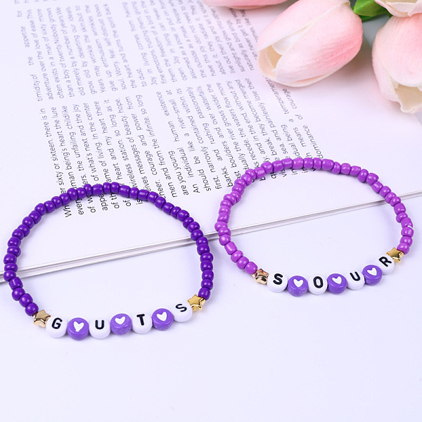 

PandaHall New Purple Soft Ceramic Letter Bracelet