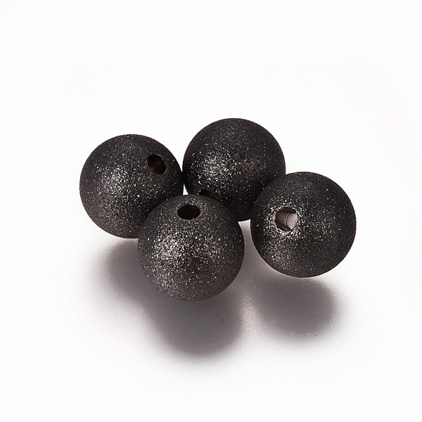 

PandaHall 304 Stainless Steel Textured Beads, Round, Electrophoresis Black, 10mm, Hole: 1.8mm 304 Stainless Steel Round