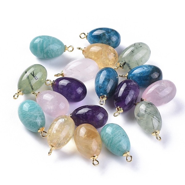 

PandaHall Natural Mixed Stone Pendants, with 925 Sterling Silver Loop, Teardrop, Golden, 17.5~18.5x9.5mm, Hole: 1.4mm Mixed Stone Teardrop