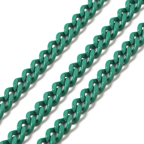 

PandaHall Spray Painted 304 Stainless Steel Curb Chains, with Spool, Unwelded, Light Sea Green, 5x3.5x1.6mm 304 Stainless Steel