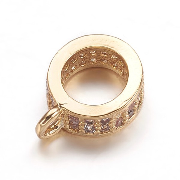

PandaHall Brass Micro Pave Cubic Zirconia Tube Bails, Loop Bails, Clear, Bail Beads, Ring, Golden, 10x7.5x3mm, Hole: 1mm, 5mm inner diameter...