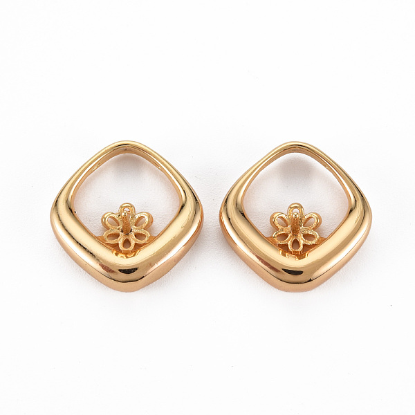 

PandaHall Brass Peg Bails Pendants, for Half Drilled Bead, Nickel Free, Rhombus, Real 18K Gold Plated, 15x15x5mm, Hole: 1.5mm, Rhombus...