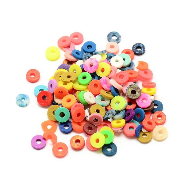 

PandaHall Handmade Polymer Clay Beads, Disc/Flat Round, Heishi Beads, Mixed Color, 5~5.5x1mm, Hole: 1~2mm Polymer Clay Disc Multicolor