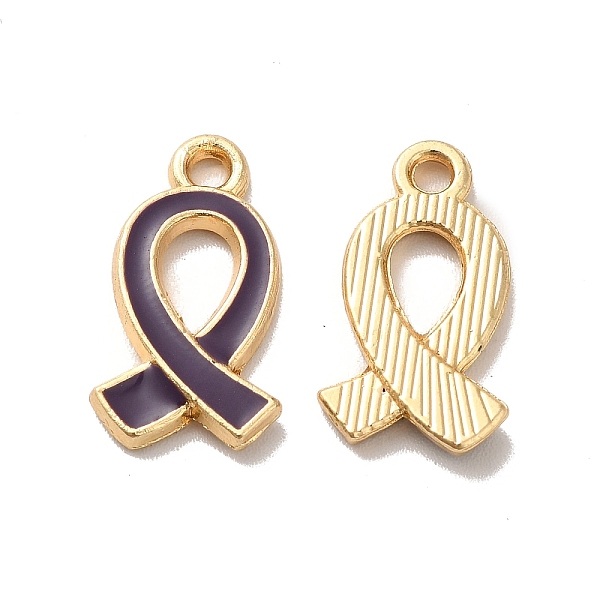

PandaHall Alloy Enamel Pendants, Golden, Awareness Ribbon Charm, Indigo, 17x10x2mm, Hole: 1.6mm Alloy+Enamel Awareness Ribbon Purple