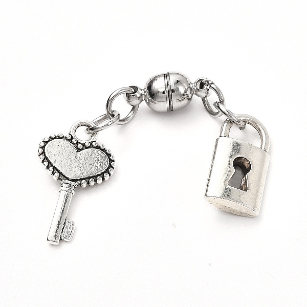 

PandaHall Round Brass Magnetic Clasps, with Tibetan Style Charms & 304 Stainless Steel Jump Rings, Key & Lock, Mixed Color, 56mm Alloy...