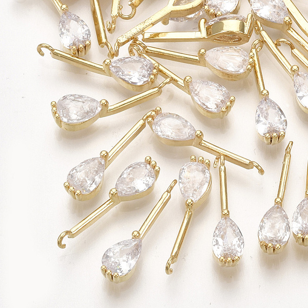 

PandaHall Brass Cubic Zirconia Pendants, teardrop, Real 18K Gold Plated, Clear, 17x4x3mm, Hole: 1mm Brass+Cubic Zirconia Teardrop Clear