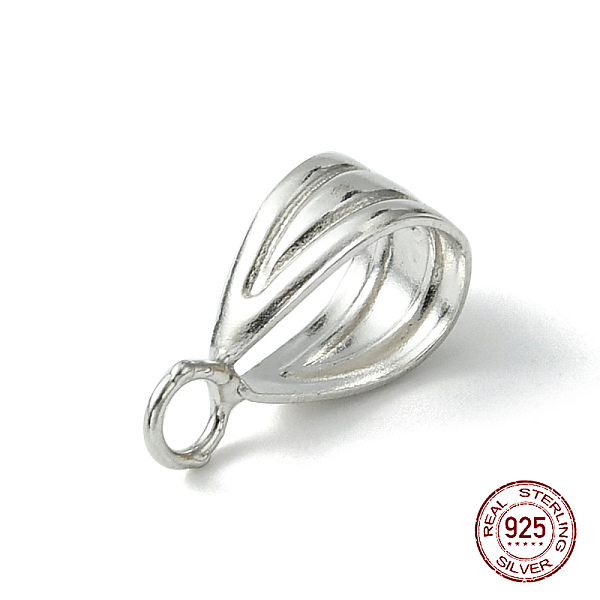 

PandaHall Rhodium Plated 925 Sterling Silver Pendant Bails, with S925 Stamp, Platinum, 13.5x7.5x5mm, Hole: 2mm and 6x8mm Sterling Silver