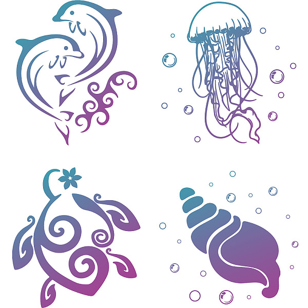 

PandaHall GORGECRAFT 4PCS Sea Animal Window Decals Static Glass Sliding Door Sticker Clings Vinyl Alert Film Bedroom Bathroom Anti-Collision...
