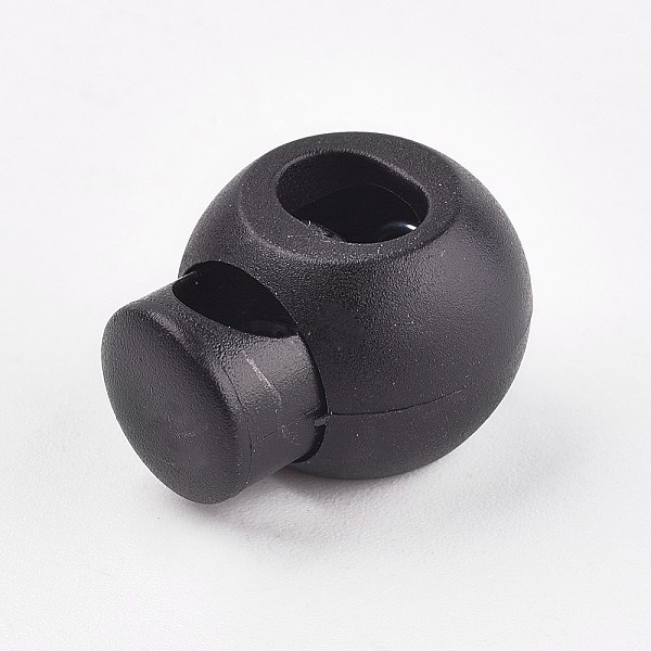 

PandaHall Plastic Iron Spring Cord Locks, Black, 22x18x13.5mm, Hole: 8x5mm Plastic Black