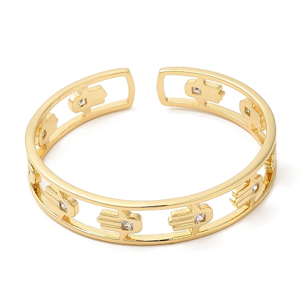 

PandaHall Clear Cubic Zirconia Cuff Bangle, Real 18K Gold Plated Brass Hollow Bangle, Lead Free & Cadmium Free, Hamsa Hand, Inner Diameter...