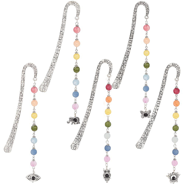 

PandaHall AHANDMAKER 5 Pcs Metal Bookmarks, 5 Style Unique Chakra Beading Bookmarks, Vintage Bookmarks with Frosted Natural Gemstone, Metal...