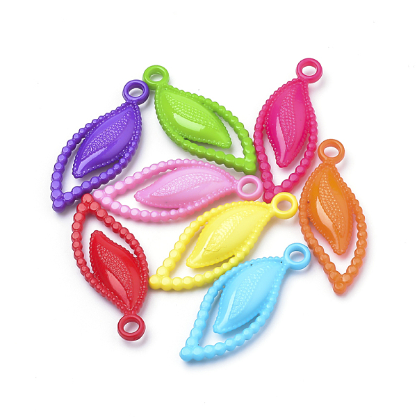 

PandaHall Opaque Acrylic Pendants, Leaf, Mixed Color, 36.5x14x5mm, Hole: 3mm, about 660pcs/500g Acrylic Leaf Multicolor