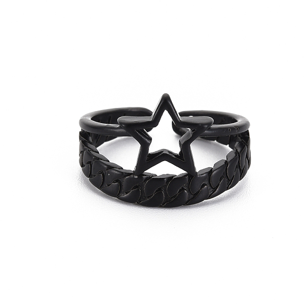 

PandaHall Star Alloy Open Cuff Ring, Chunky Wide Ring for Women, Cadmium Free & Lead Free, Electrophoresis Black, US Size 6(16.5mm) Alloy