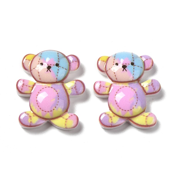 

PandaHall Opaque Resin Cabochons, Bear, Colorful, 24~24.5x20.5~21x6mm Resin Bear