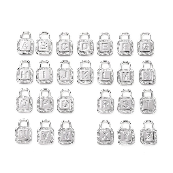 

PandaHall Eco-friendly Rack Plating Brass Pendants, Cadmium Free & Lead Free, Long-Lasting Plated, Lock with 26 Letter, Platinum, 15x10x3mm...