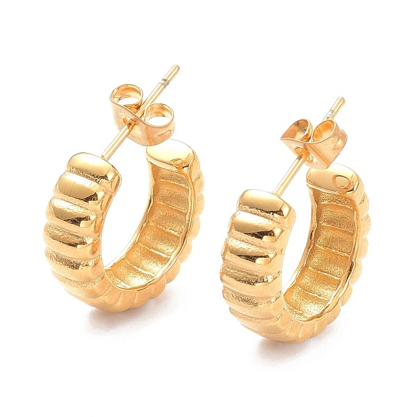 

PandaHall Ion Plating(IP) 304 Stainless Steel Stud Earrings, Ring, Golden, 22.5x5mm, Pin: 0.7mm 304 Stainless Steel Ring