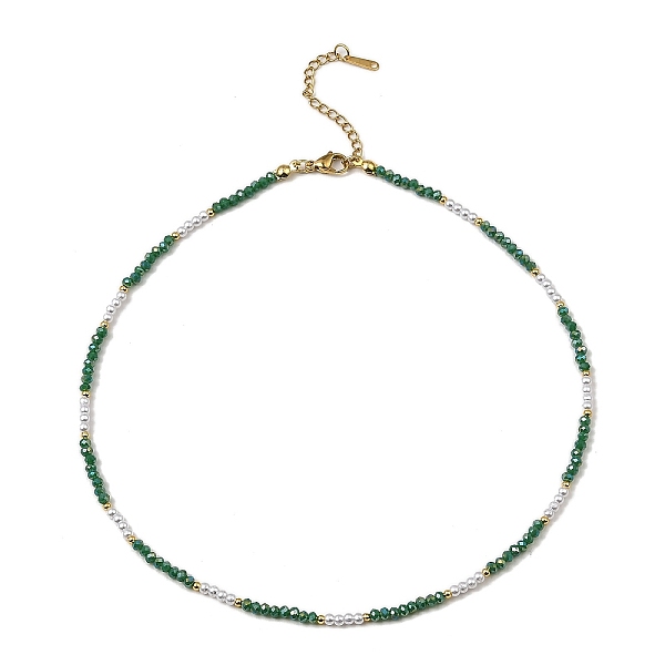 

PandaHall Glass Beaded Necklaces, Sea Green, 18.66 inch(47.4cm) Glass