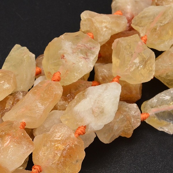 

PandaHall Nuggets Natural Citrine Beads Strands, 16~38x9~25x10~25mm, Hole: 1mm, about 15~17pcs/strand, 15.5 inch Citrine Nuggets