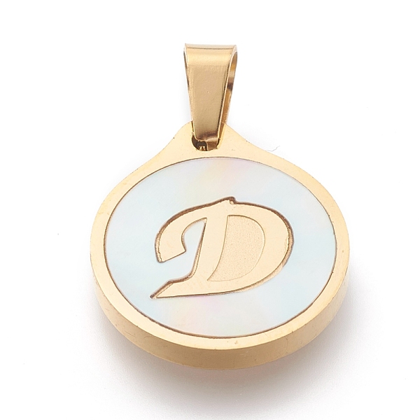 

PandaHall 304 Stainless Steel Pendants, with Shell, Flat Round with Alphabet, Golden, Letter.D, 20.5x18x2.5mm, Hole: 7x4mm Stainless...