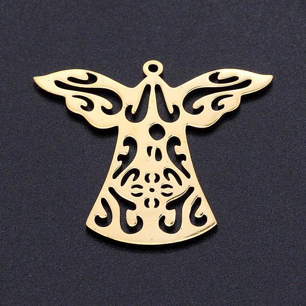 PandaHall 201 Stainless Steel Pendants, Filigree Joiners Findings, Laser Cut, Dress, Golden, 31x34x1mm, Hole: 1.4mm 201 Stainless Steel...