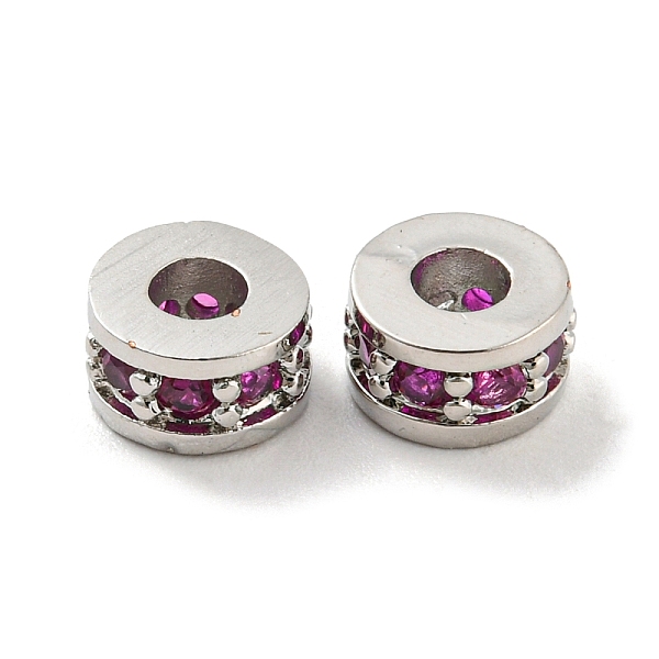 

PandaHall Rack Plating Brass Micro Pave Cubic Zirconia Beads, Cadmium Free & Lead Free, Long-Lasting Plated, Column, Platinum, 6x4mm, Hole..., Pink